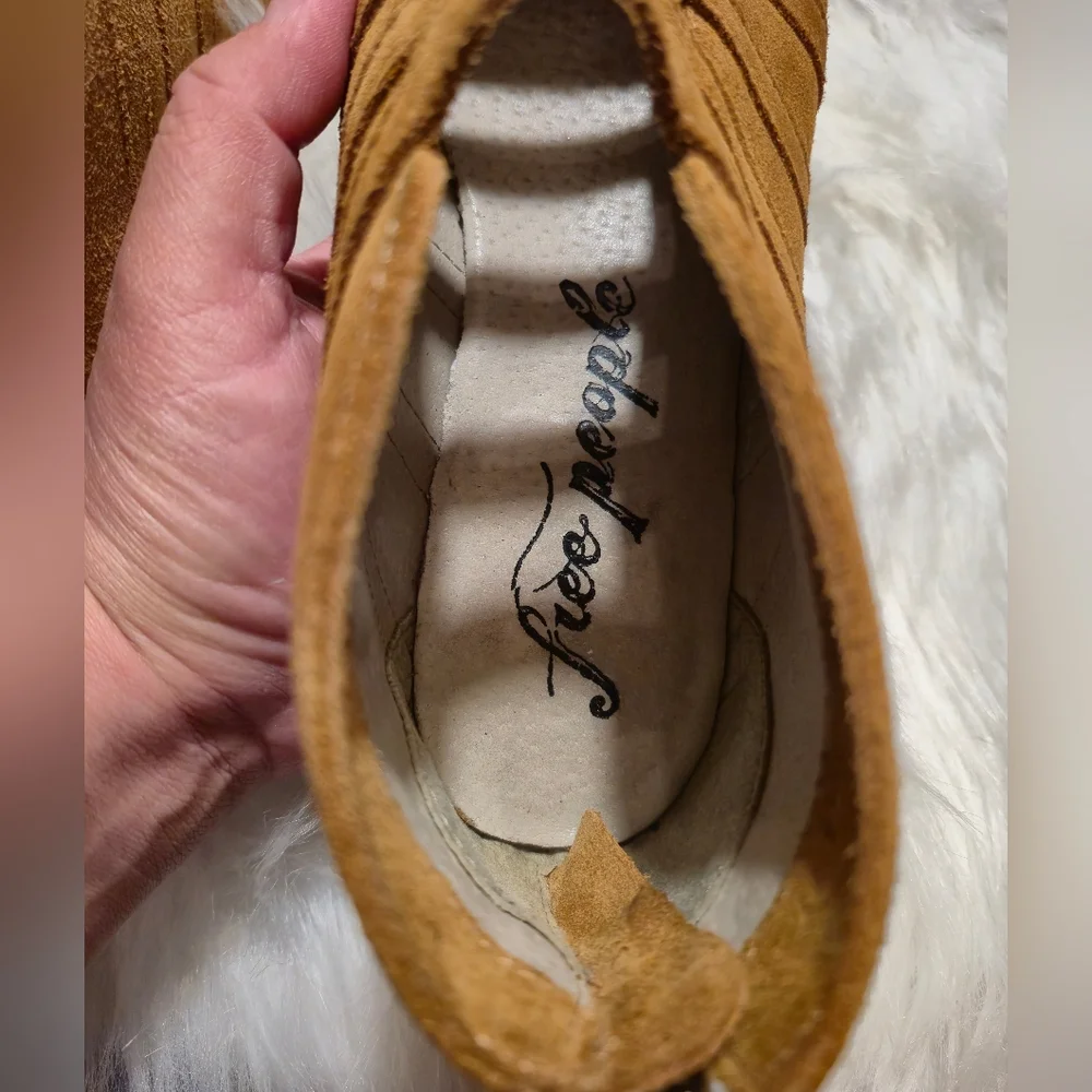 Free People Tan Suede Strappy Ankle‎ Boots